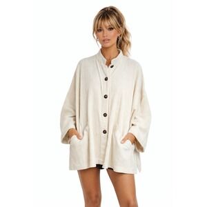 BRYN WALKER Jacket Lagenlook Cream Corduroy 100% Cotton Button Up M